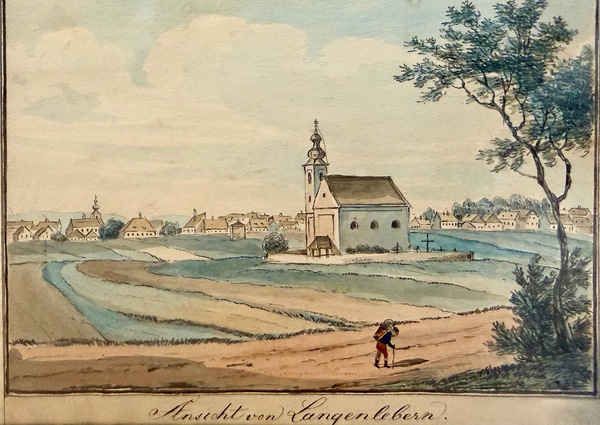 älteste bildliche Darstellung der Pfarrkirche von ca 1850